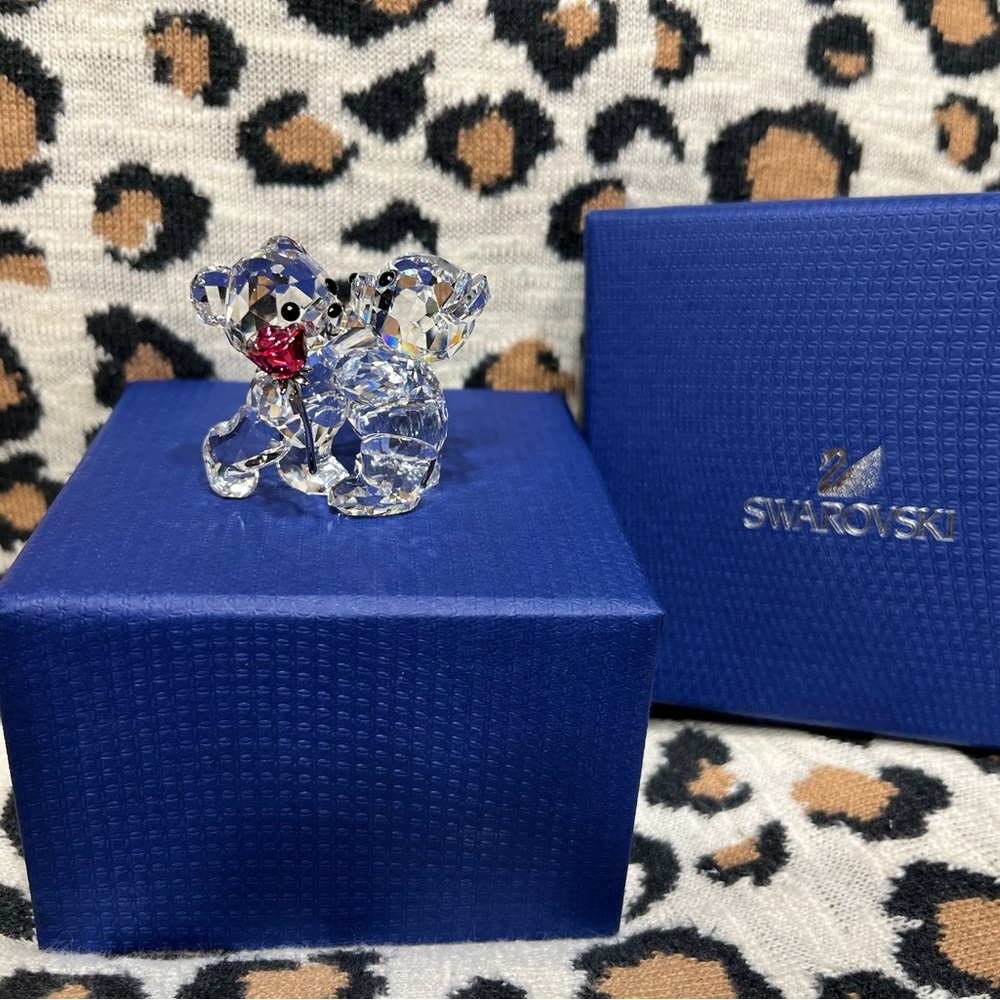 Swarovski Crystal Teddy Bears with Rose